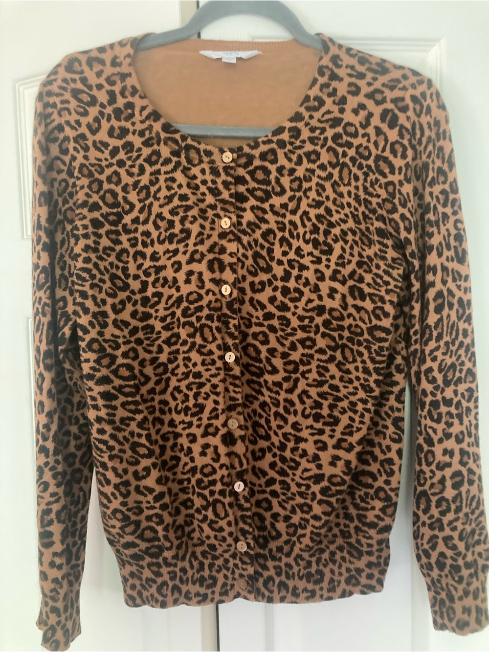 Time and Tru Leopard Print Cardigan - Camel and Black